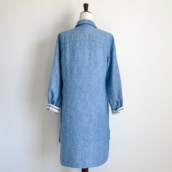 Soft Surroundings Blue Linen Button-Up Shirtdress Tunic NWOT - Picture 7 of 9